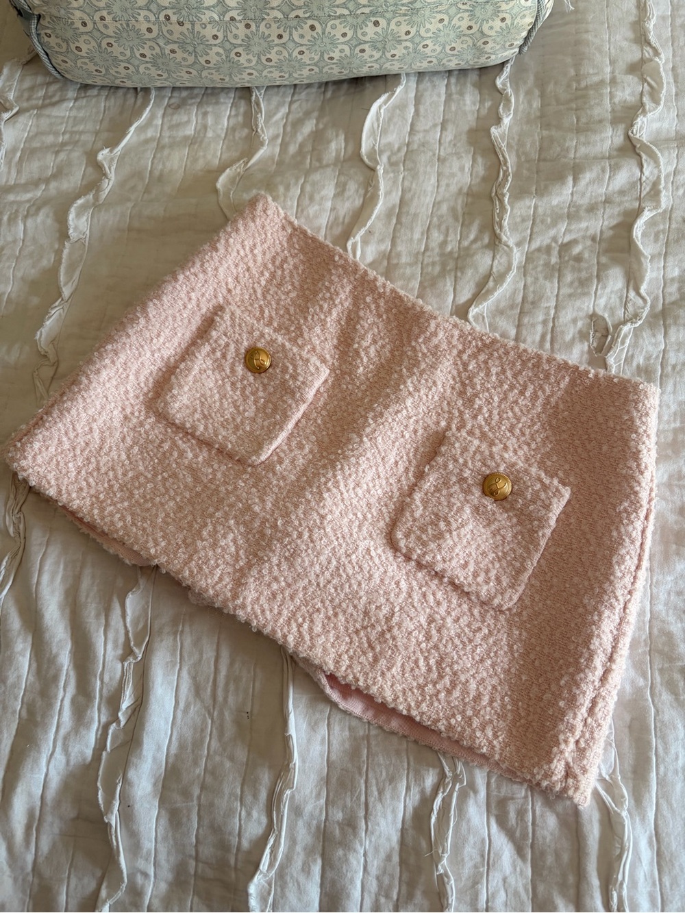 L'Academie Blush Pink Mini Skirt with Gold Snap